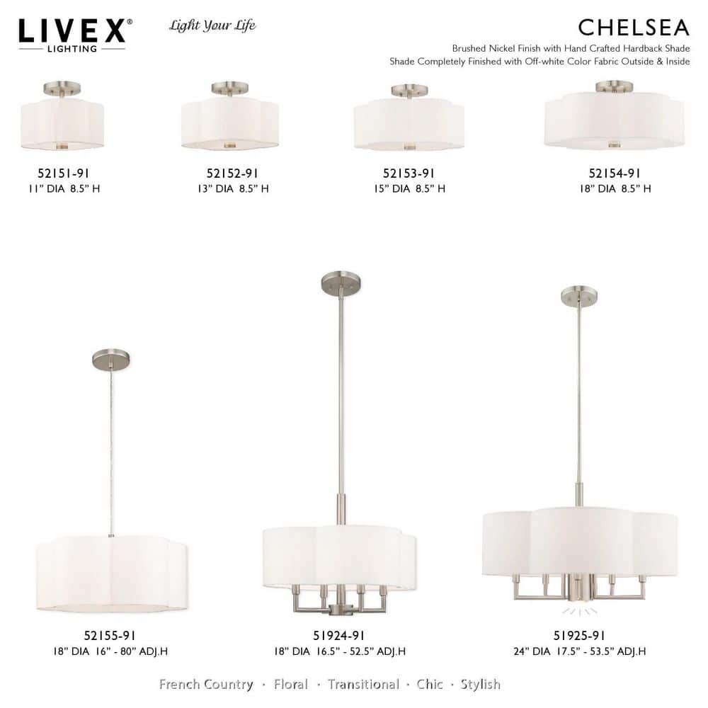 Chelsea Clover-Shaped 6-Light Brushed Nickel Pendant Chandelier