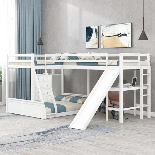 bed with desk and slide