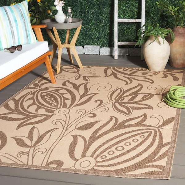 Courtyard Natural/Brown Doormat 2 ft. x 4 ft. Border Indoor/Outdoor Patio Area Rug