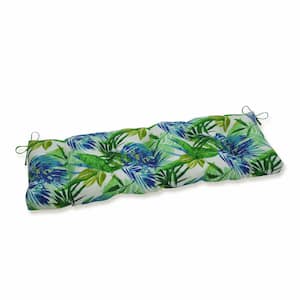 Tropical Rectangular Outdoor Bench Cushion in Blue