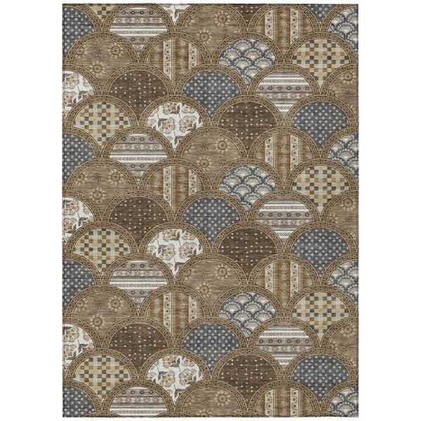 Chantille Machine Washable Indoor/Outdoor Abstract ACN2863 Chocolate 10 ft. x 14 ft. Area Rug