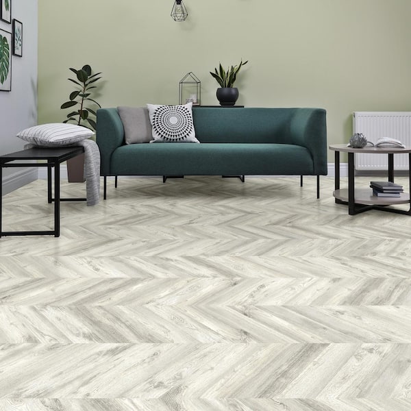 Chevron Chiffon Lace Oak 22 MIL x 12 in.W x 28 in.L Click Lock Waterproof Luxury Vinyl Plank Flooring(18.9 sq. ft./Case)