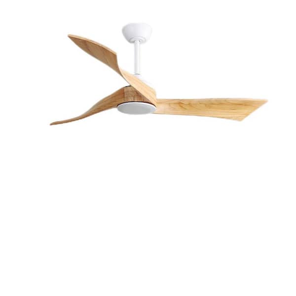 52 In. Modern Ceiling Fan Without Light 6 Speed Remote 3 Solid Wood Blades Reversible DC Motor for Indoor & Outdoor