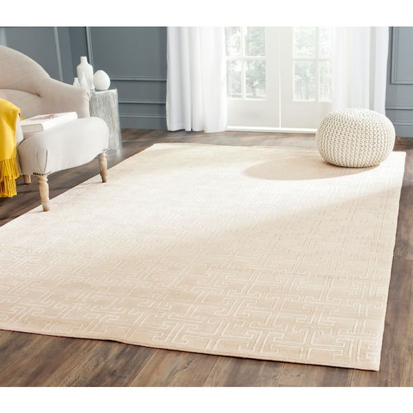 Tibetan 8 ft. x 10 ft. Ivory/White Modern Geometric Area Rug