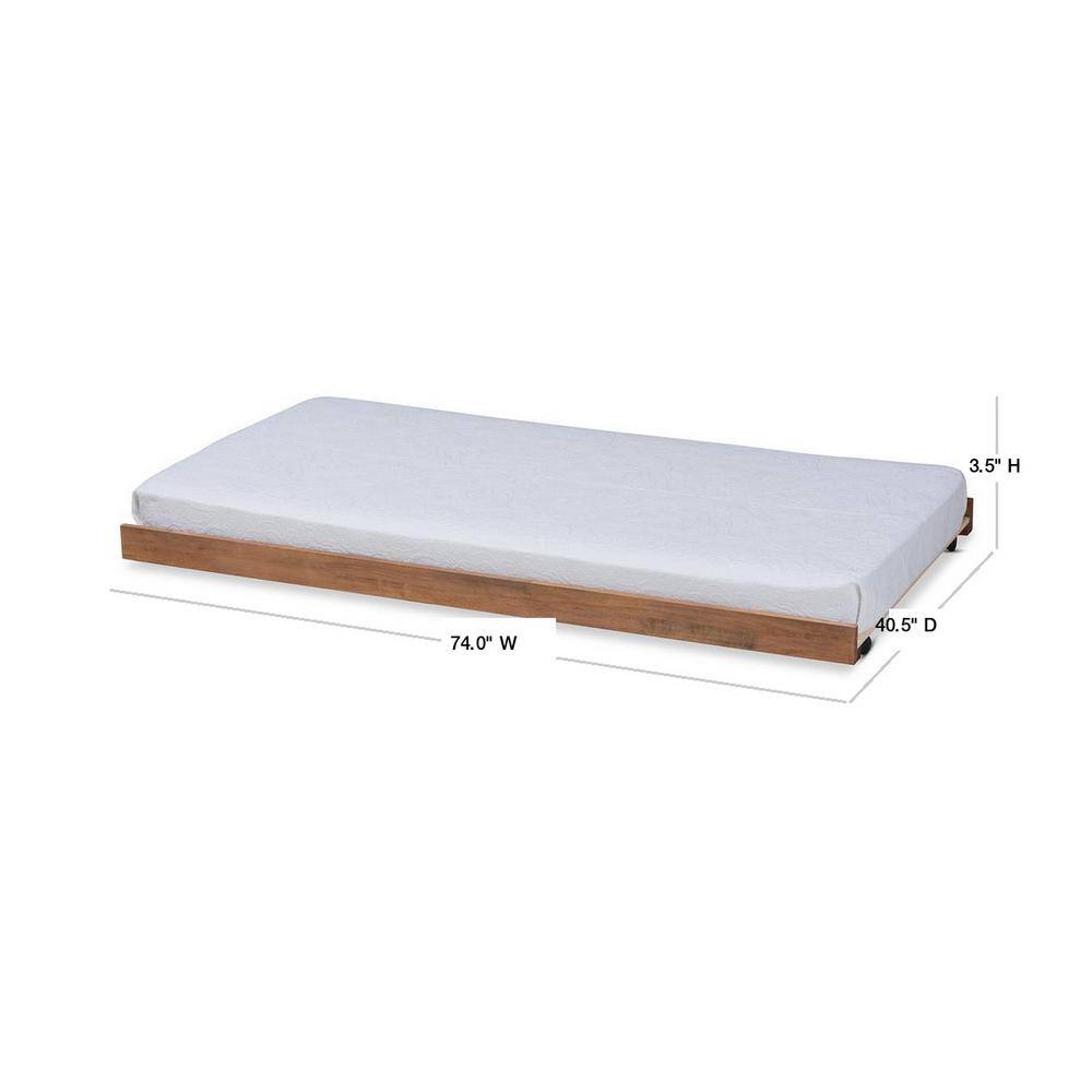 Twin Ash Walnut Trundle Bed with Wood Frame