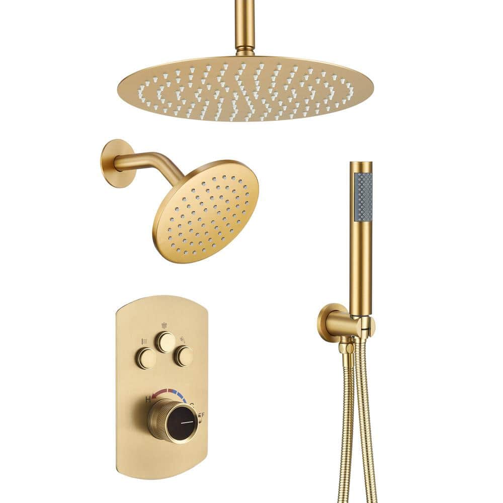 洋書 Golden shower girl 2 Brushed Gold Shower Head – www.shopshowerclear.com