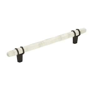 Carrione 6-5/16 in. (160mm) Modern Marble White/Black Bronze Bar Cabinet Pull