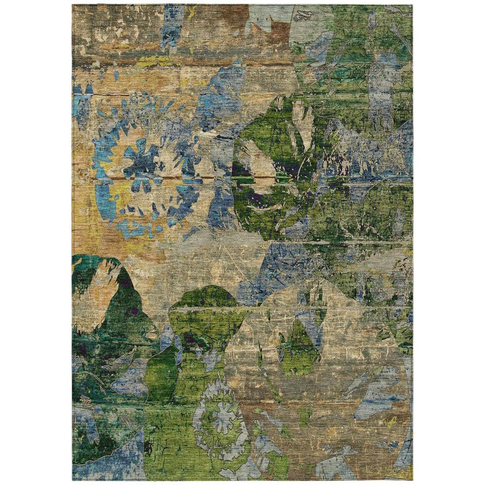 Taupe Blue and Green 10 ft. x 14 ft. Woven Floral Rectangle Indoor/Outdoor Area Rug price history on PriceWatchPro
