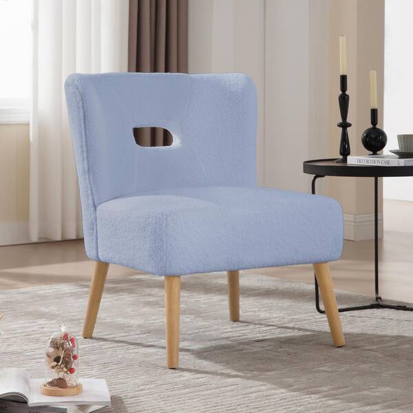Hochwertiges Blue Sherpa Upholstered Open Back Accent Chair Side Chair with Solid Wood Legs