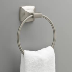 Portwood 3-Piece Bath Hardware Set with 24 in. Towel Bar Toilet Paper Holder and Towel Ring in Brushed Nickel