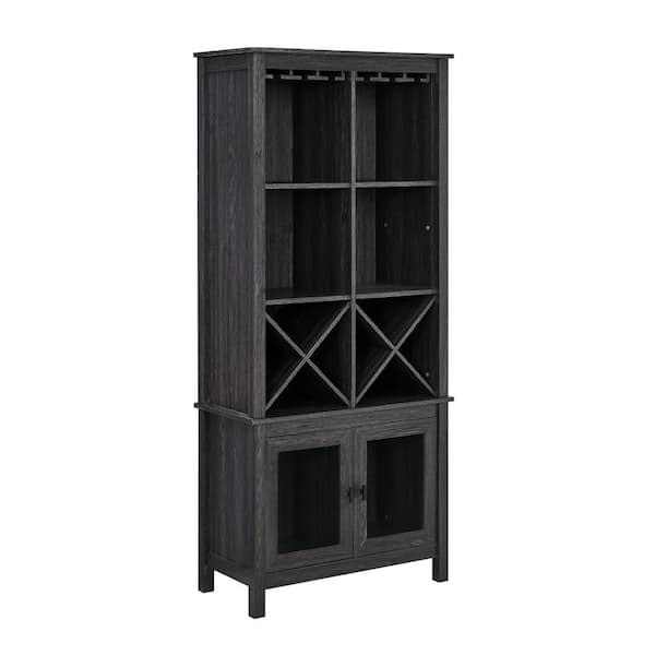 Home Source Industries Home Source Jill Zarin Bar Cabinet Bookshelf with Glass Doors in Espresso
