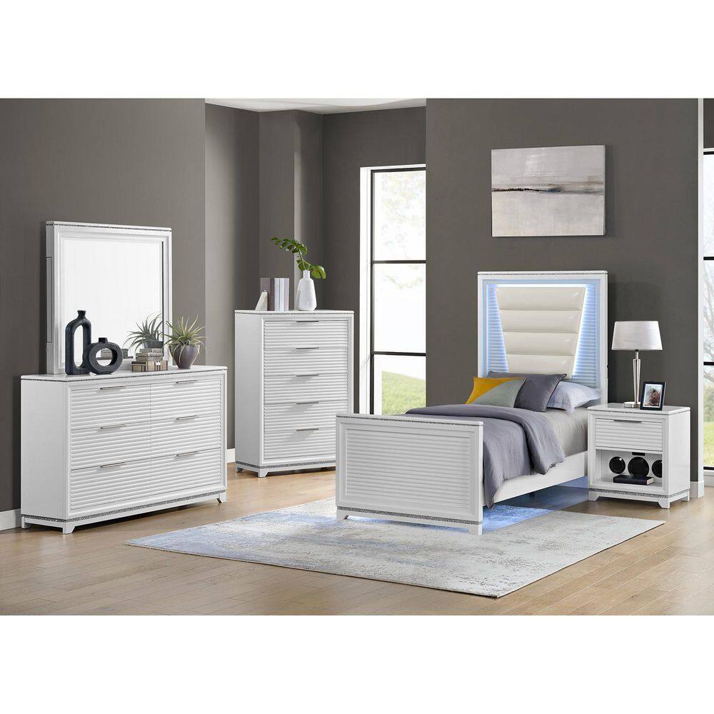 Xena White 5-Drawer 36 in. Chest of Drawers