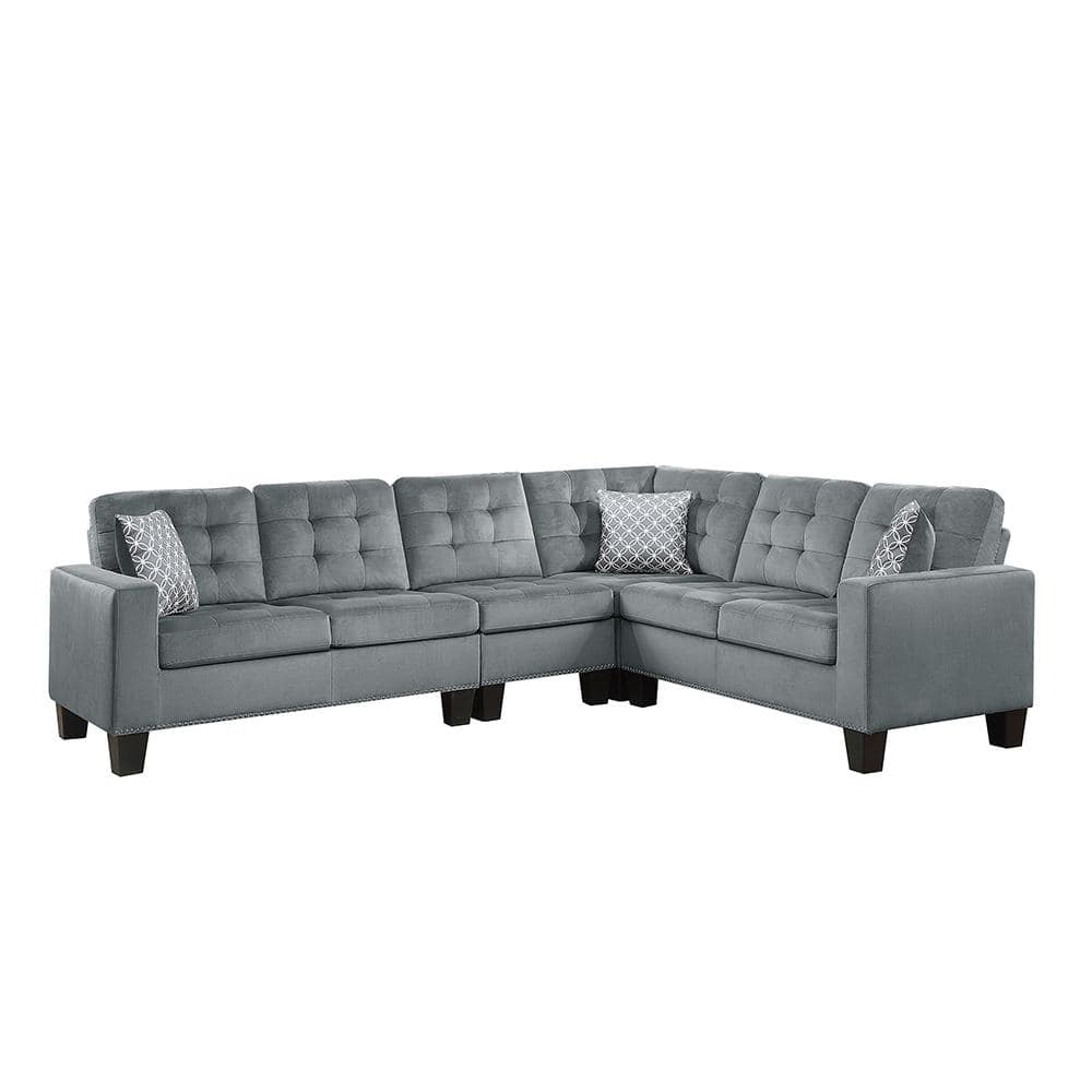 Boykin 107 in. Straight Arm 2-piece Microfiber Reversible Sectional Sofa in