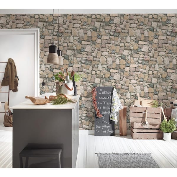 AS CREATION Peelable Morris Neutral Natural Stone Wallpaper AS692412 - The Home  Depot