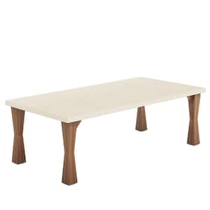 Halseey 71 in. Rectangular Cream White Wooden Executive Desk, Modern Computer Desk Conference Table for Home Office