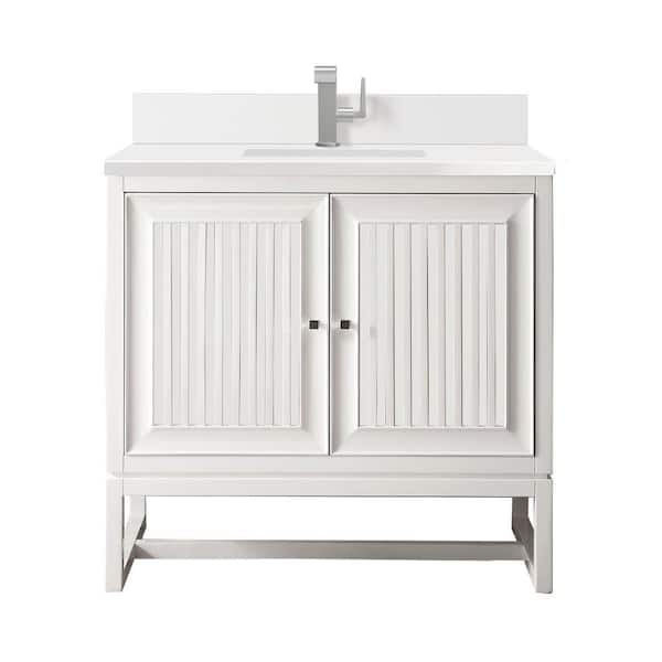 James Martin Vanities Addison 15-in x 33.3-in x 15-in Glossy White Soft Close Bathroom Wall Cabinet
