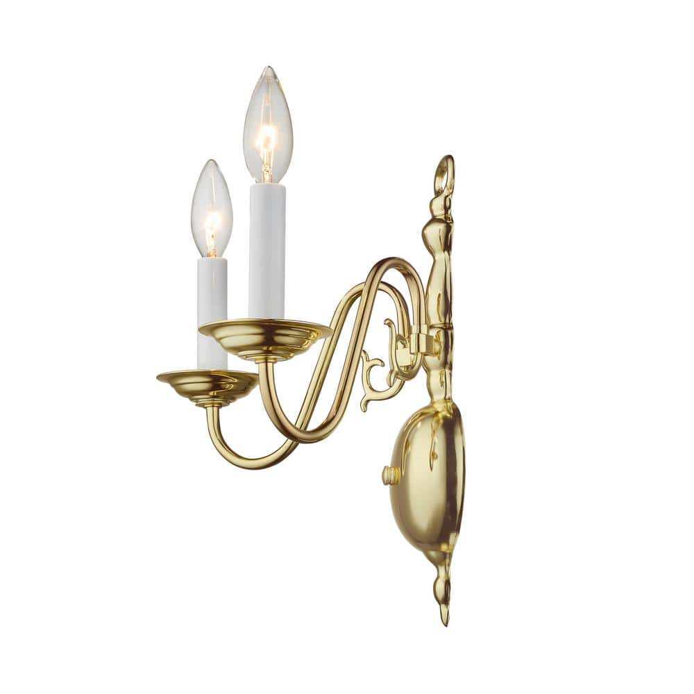 Polished Brass 2-Light Traditional Wall Sconce