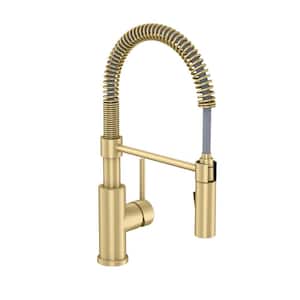 Garrick Single-Handle Spring Sprayer Kitchen Faucet with Dual Function Sprayhead in Matte Gold