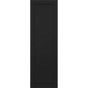 18 in. x 40 in. True Fit PVC Single Panel Chevron Modern Style Fixed Mount Board and Batten Shutters Pair in Black