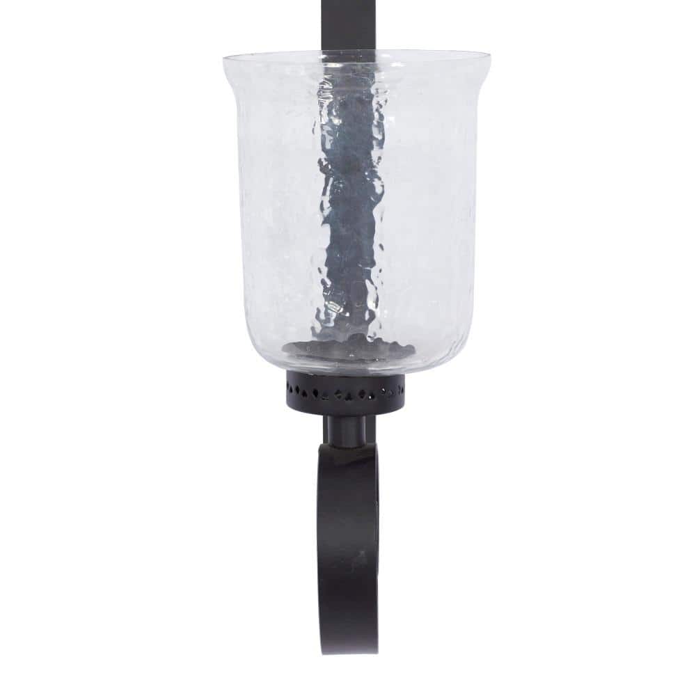 Elegant Black Metal and Glass 31" Handcrafted Pillar Wall Sconce