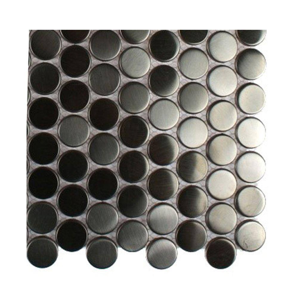 Ivy Hill Tile Silver Stainless Steel Penny Round Metal Mosaic Floor And Wall 3 In X 6 8 Mm Sample Ext3rd103000 The Home Depot Ivy Hill Tile Silver Stainless Steel, Stainless Steel Penny Round Backsplash