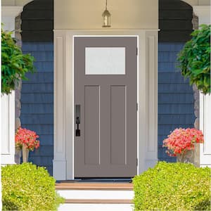 Legacy 36 in. x 80 in. 1/4 Toplite Rain Glass LHOS Primed Kindling Finish Fiberglass Prehung Front Door