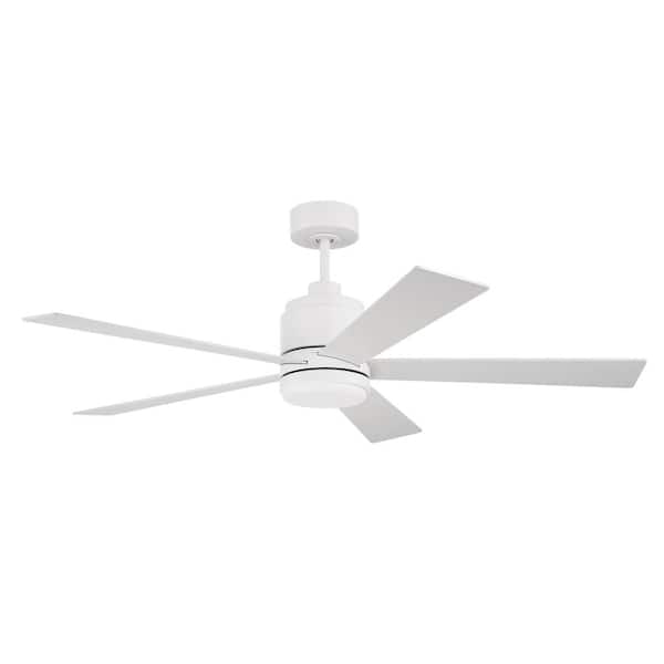 CRAFTMADE McCoy 52 in. Indoor White Finish Ceiling Fan with Soft White Integrated LED Light and 4 Speed Control Included