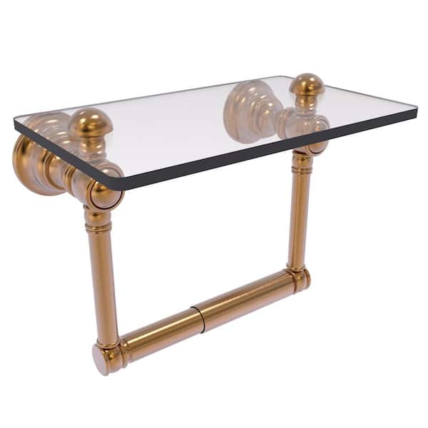 Allied Brass Carolina Collection Wall Mounted Toilet Paper Holder in Brushed Bronze with Glass Shelf