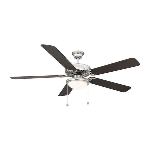 PRIVATE BRAND UNBRANDED Hugger 52 in. LED Indoor Brushed Nickel Ceiling Fan  with Light Kit AL383LED-BN - The Home Depot