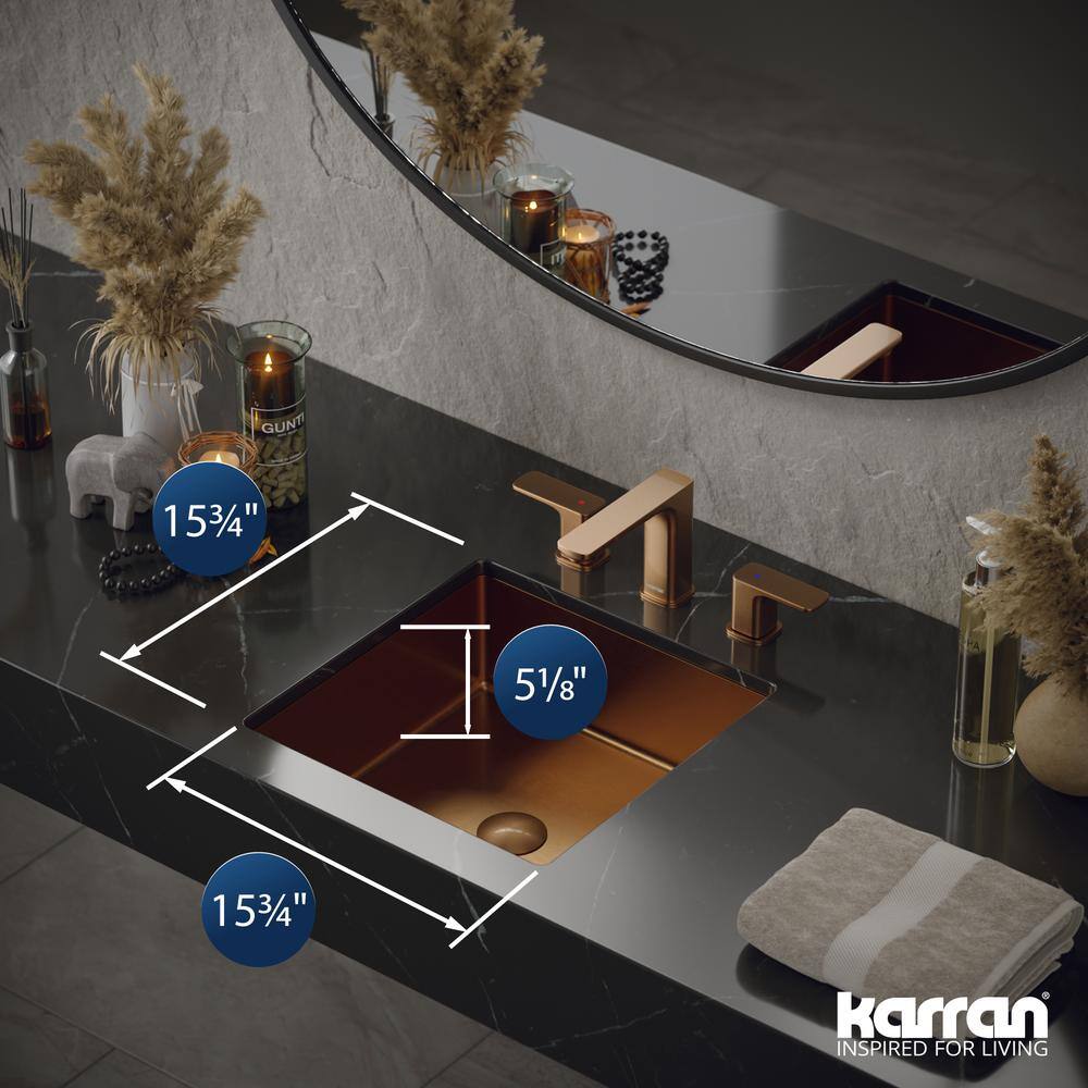 15.75" Brushed Copper Stainless Steel Undermount Square Sink