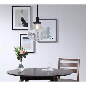Timeless Home Liam 1-Light Black Pendant with Clear Bubble Glass Shade