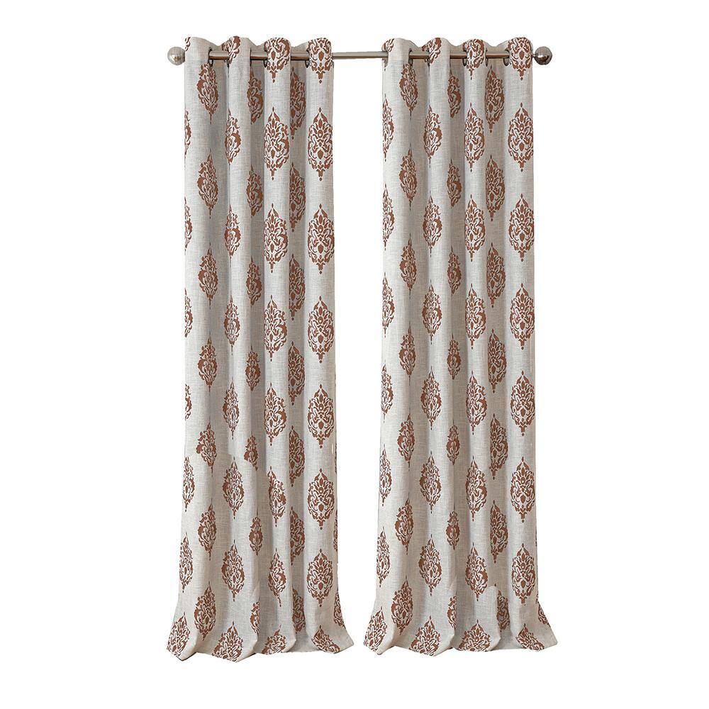 Cinnamon Red Linen Blend Blackout Grommet Curtains