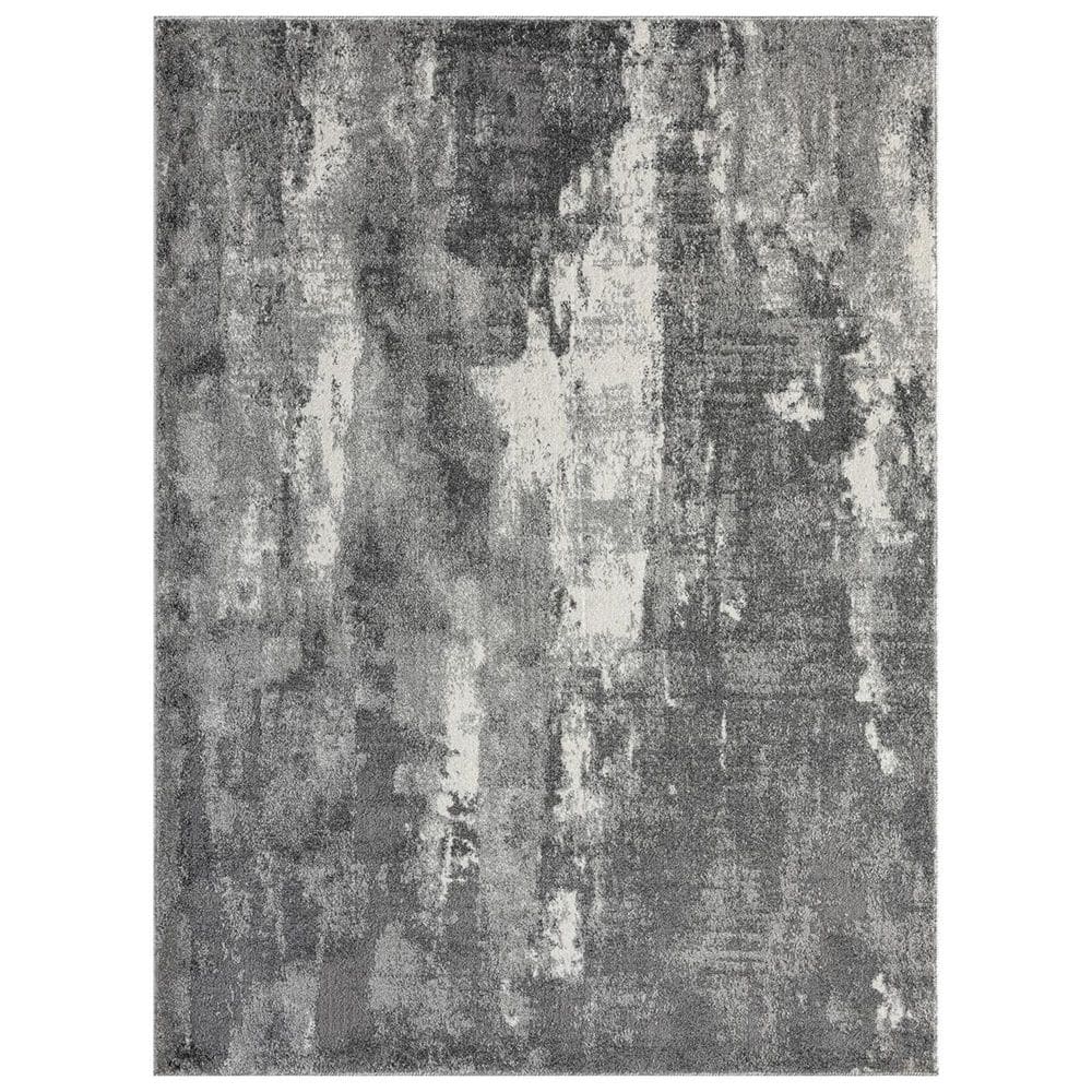 Dark Gray Polypropylene 8 ft. x 10 ft. Abstract Indoor Area Rug