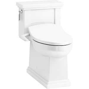 Tresham 1-piece 1.28 GPF Single Flush Elongated Toilet with Puretide Manual Bidet Toilet Seat in White