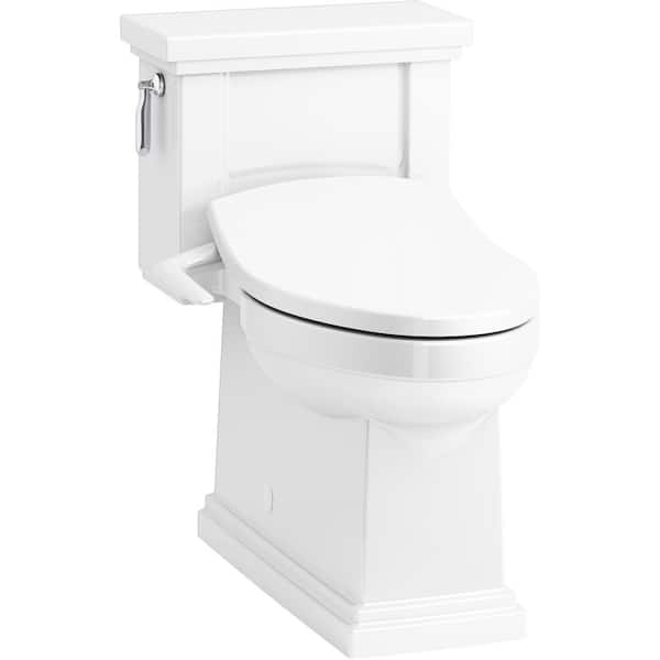 KOHLER Tresham 1-piece 1.28 GPF Single Flush Elongated Toilet with Puretide Manual Bidet Toilet Seat in White
