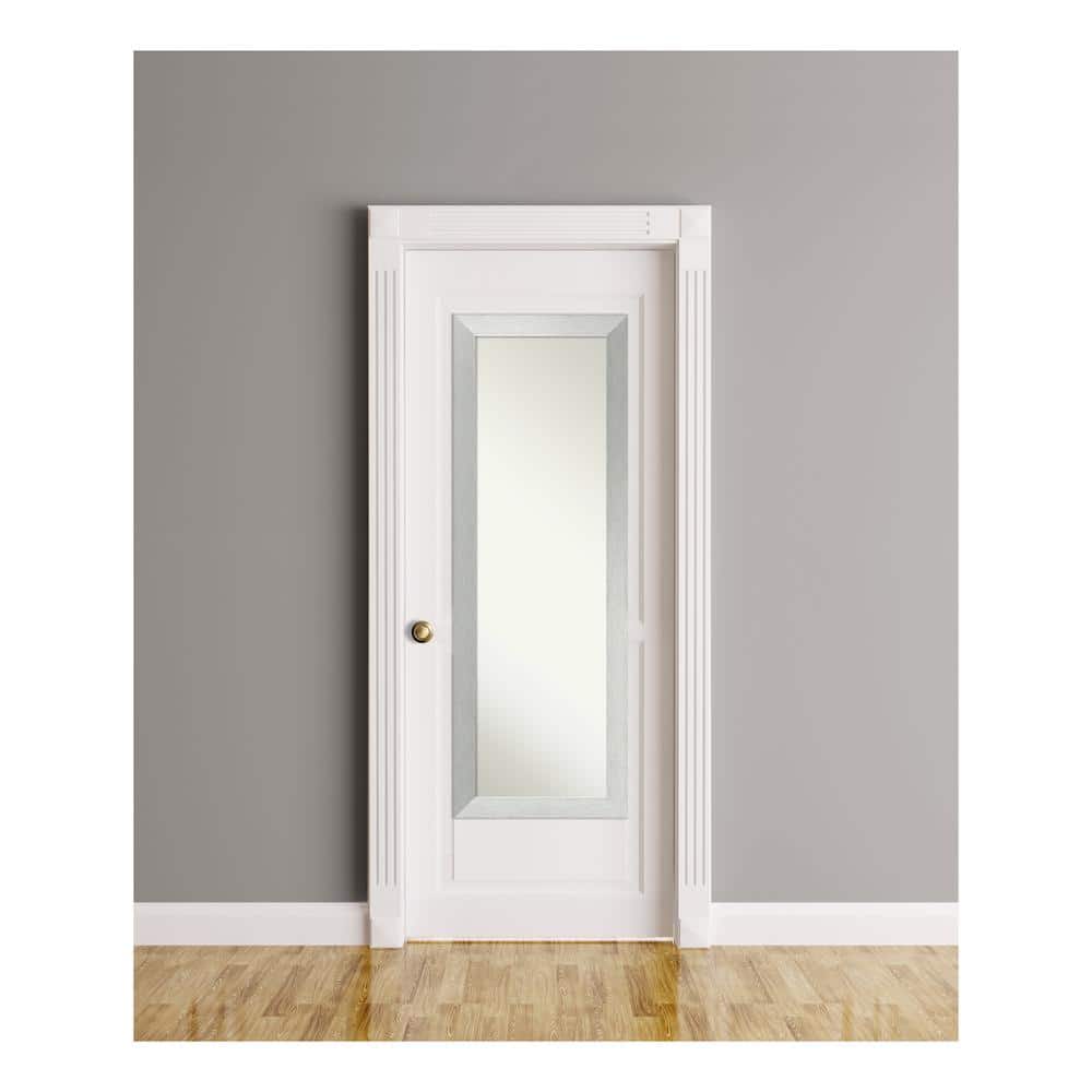 Large Rectangle Brushed Silver Contemporary Mirror (52 in. H x 18 in. W)