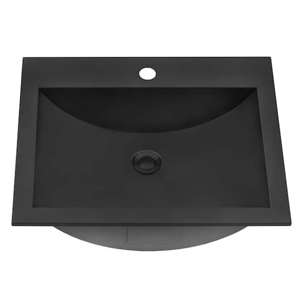 Ruvati 21 x 17 inch Gunmetal Black Drop-in Topmount Bathroom Sink Stainless Steel