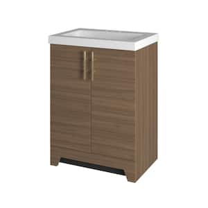 Bocca 24.5 in. W x 16.25 in. D x 33.8 in. H Single Sink Bath Vanity in Walnut with White Cultured Marble Top