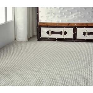 Shenadoah Stripe - Dew/Ivory - Gray 12 ft. 24 oz. Wool Loop Installed Carpet