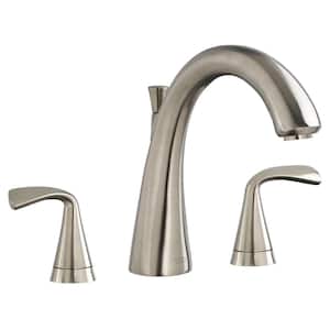 Fluent 2-Handle Deck-Mount Roman Tub Faucet for Flash Rough-in Valves in Brushed Nickel