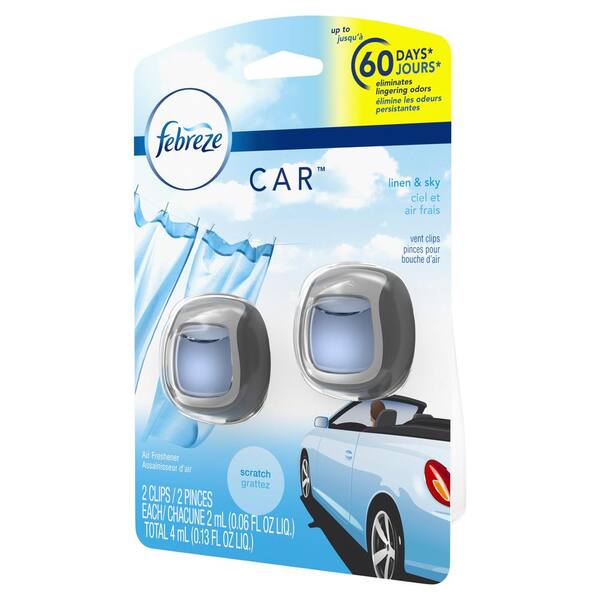 Febreze 0.06 oz. Linen and Sky Car Vent Clip Automatic Air Freshener  (2-Count, 8-Pack) 079168938912 - The Home Depot