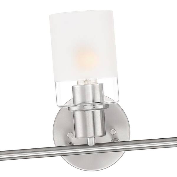 Designers Fountain - Cedar Lane 22 in. 3-Light Brushed Nickel Modern Vanity Light with Clear and Etched Glass Shades