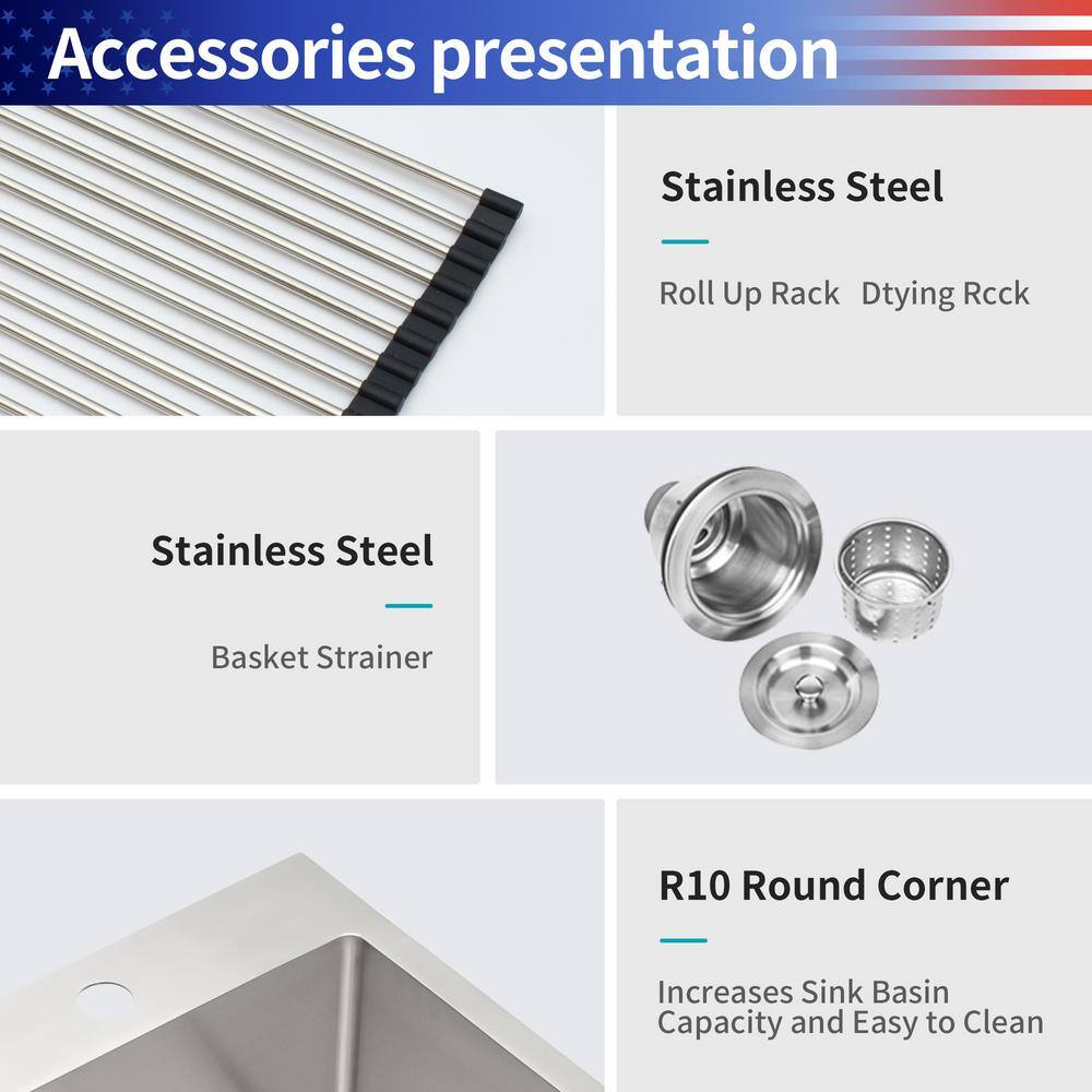 33'' Single Bowl Stainless Steel Drop-In Kitchen Sink