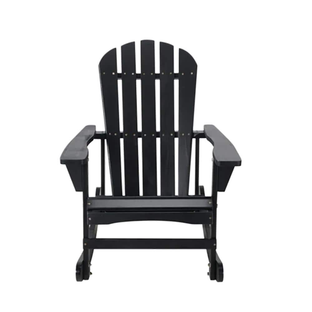 Black Solid Wood Adirondack Chair Outdoor Rocking Chair Outdoor Furniture for Patio, Backyard, Garden, Balcony price history on PriceWatchPro