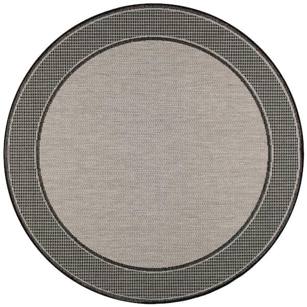 Gris Contemporary Grey 6 ft. Indoor/Outdoor Round Rug