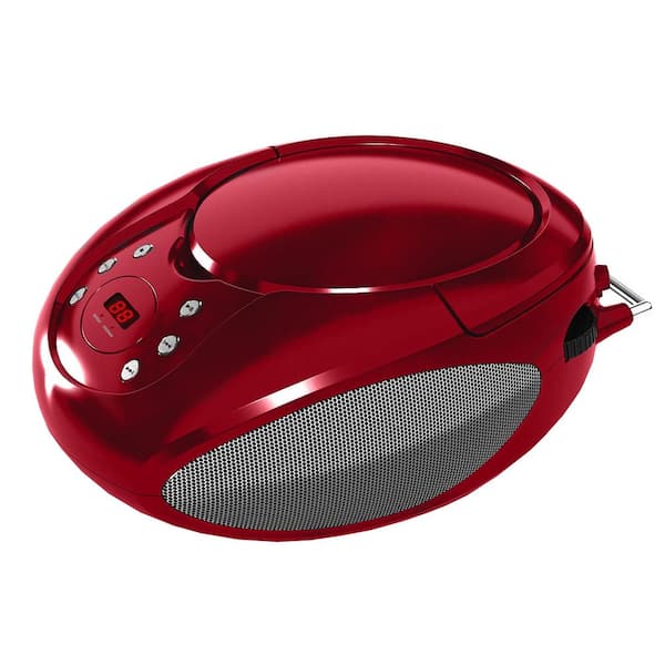 Supersonic Red Portable CD Player with AUX Input and AM/FM Radio