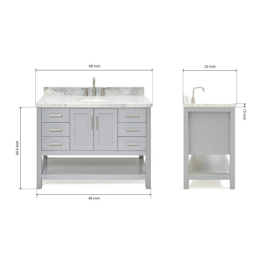 Magnolia Gray 49" Single Bathroom Vanity with Marble Top