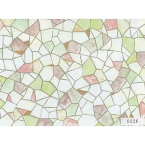 Stained Glass Off-White, Green, Sepia Vinyl Strippable Roll (Covers 26.6 sq. ft.)