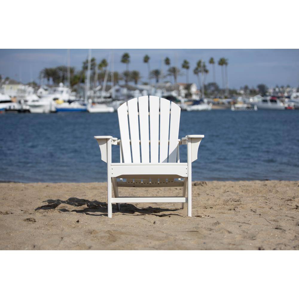 Hampton White HDPE Outdoor Adirondack Chair with Wide Armrests