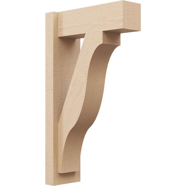 Ekena Millwork 6 in. x 28 in. x 16 in. Funston Block Rough Cedar Woodgrain Timberthane Polyurethane Outlooker, Primed Tan